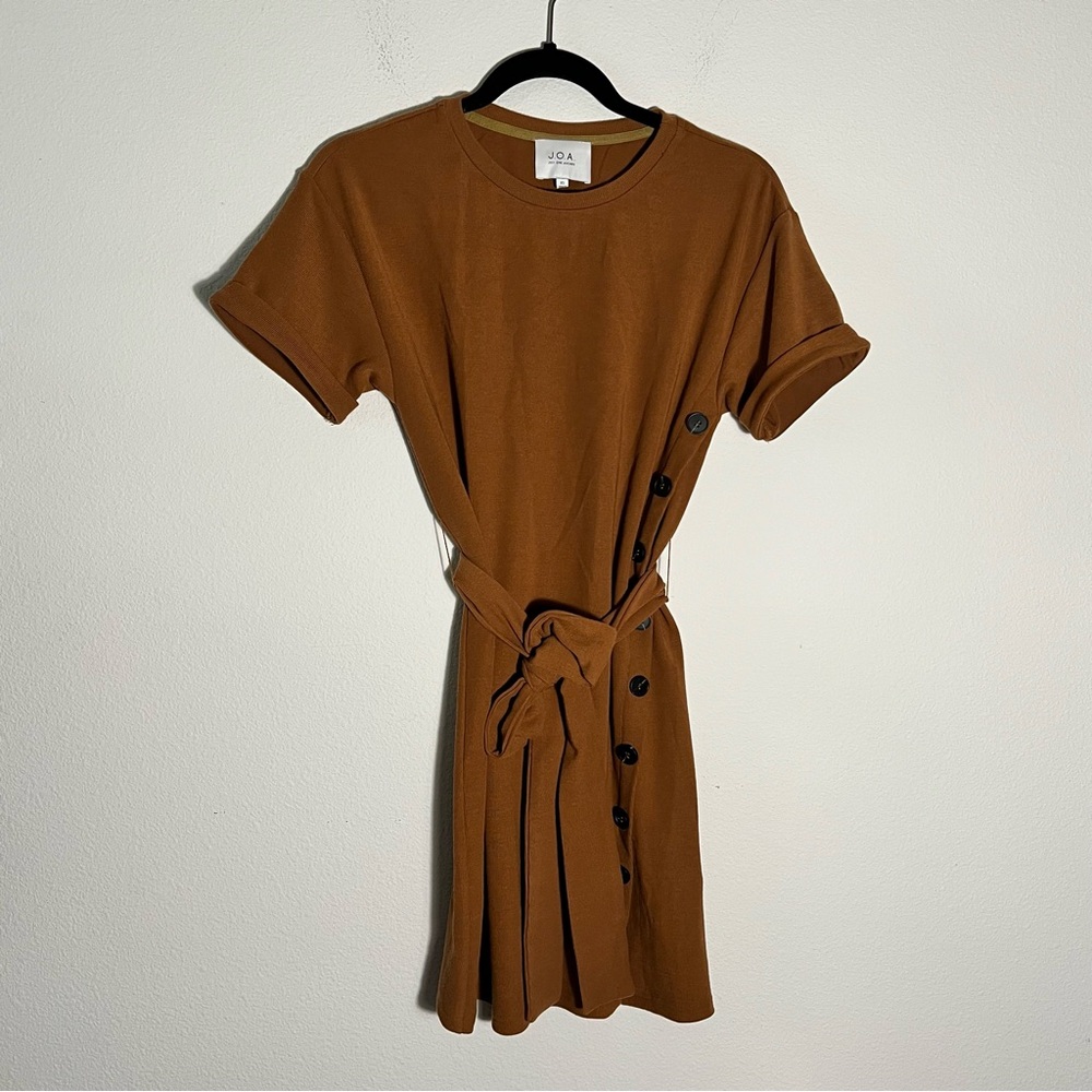 J.O.A. Rust Tie-Waist Dress with Buttons